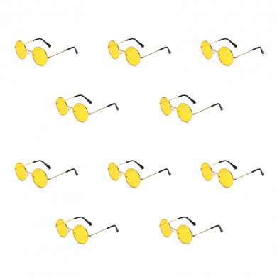 Очки круглые Джона Леннона желтые, тишэйды, имиджевые, для селфи, солнцезащитные, хиппи, взрослые (Набор 10 шт.)