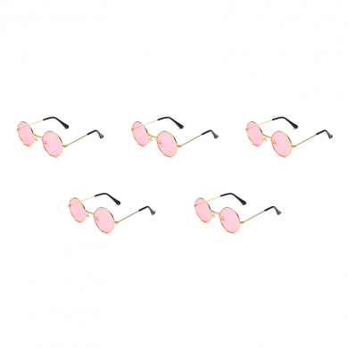 Очки круглые Джона Леннона розовые, имиджевые, взрослые (Набор 5 шт.)