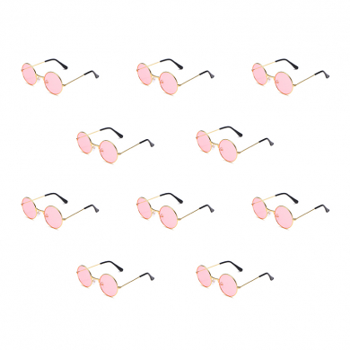 Очки круглые Джона Леннона розовые, имиджевые,взрослые (Набор 10 шт.)