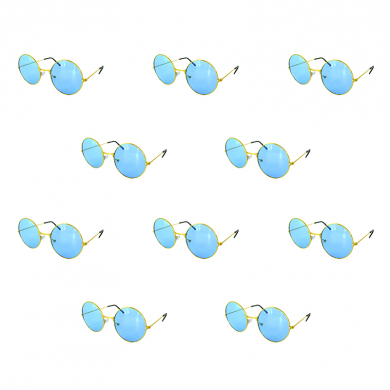 Очки круглые Джона Леннона голубые синие,  имиджевые,взрослые (Набор 10 шт.)