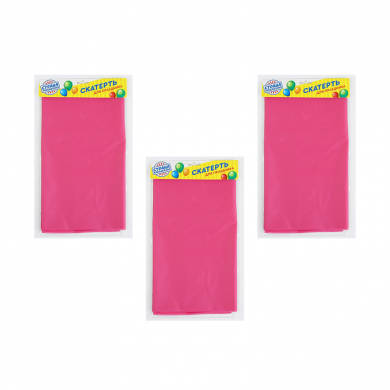 Скатерть "Праздничный стол" одноразовая пвх, цвет розовый, 137х183 см (Набор 3 шт.)
