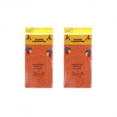 Скатерть "Праздничный стол" одноразовая пвх, цвет оранжевый, 137х183 см (Набор 2 шт.)