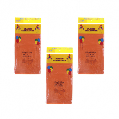 Скатерть "Праздничный стол" одноразовая пвх, цвет оранжевый, 137х183 см (Набор 3 шт.)