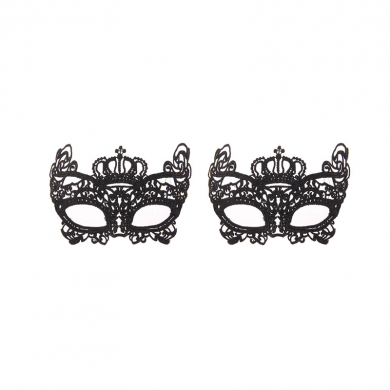 Карнавальная маска черная ажурная "Экзотика" кружевная (Набор 2 шт.)