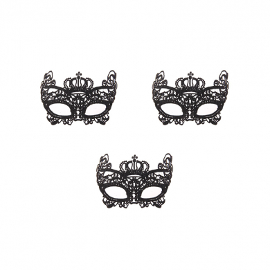 Карнавальная маска черная ажурная "Экзотика" кружевная (Набор 3 шт.)