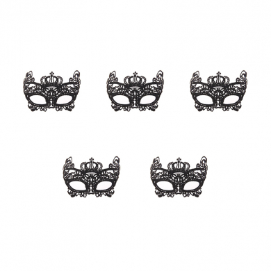 Карнавальная маска черная ажурная "Экзотика" кружевная (Набор 5 шт.)