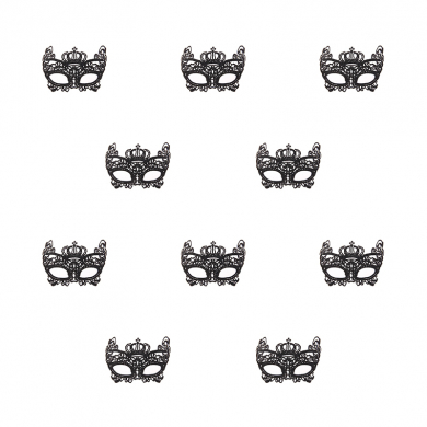 Карнавальная маска черная ажурная "Экзотика" кружевная (Набор 10 шт.)