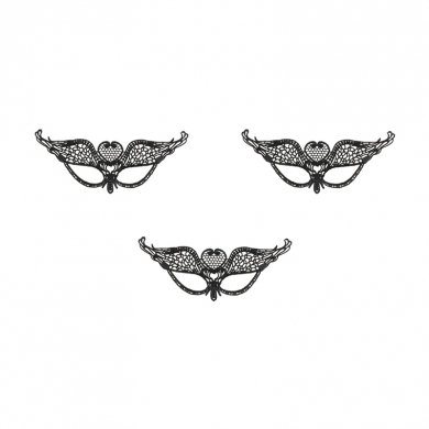 Карнавальная маска черная ажурная "Флирт" кружевная (Набор 3 шт.)