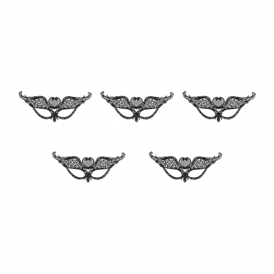 Карнавальная маска черная ажурная "Флирт" кружевная (Набор 5 шт.)