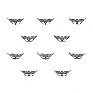 Карнавальная маска черная ажурная "Флирт" кружевная (Набор 10 шт.)