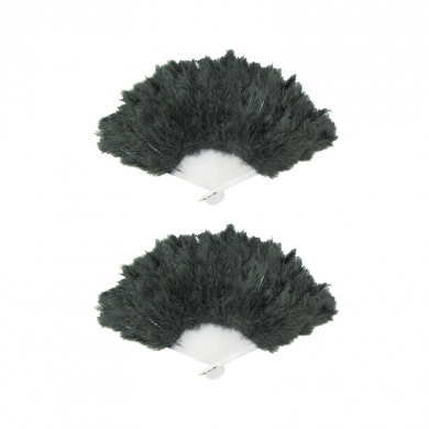 Веер из перьев черный "Перьевой" , карнавальный, складной (Набор 2 шт.)