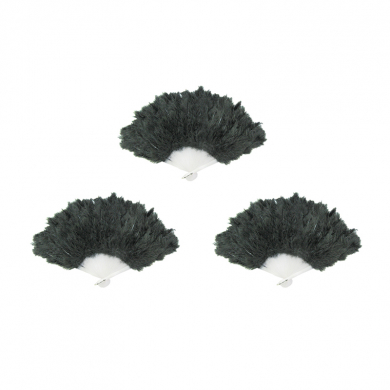 Веер из перьев черный "Перьевой", карнавальный, складной, (Набор 3 шт.)