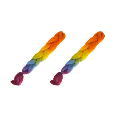 Канекалон коса 60 см, 4 цвета: оранжевый, желтый, голубой, малиновый (Набор 2 шт.)