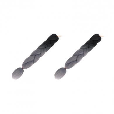 Канекалон коса 60 см, омбре из черного в серый (Набор 2 шт.)