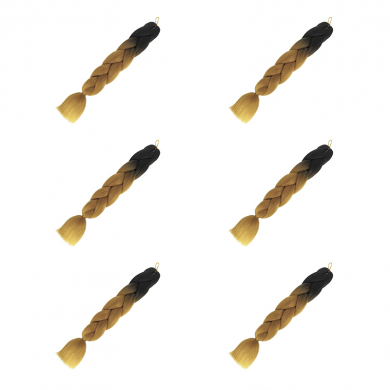 Канекалон коса 60 см, омбре из черного в светло-русый (Набор 6 шт.)