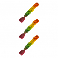 Канекалон коса 60 см, 4 цвета: оранжевый, желтый, зеленый, малиновый (Набор 3 шт.)