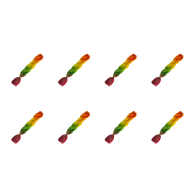 Канекалон коса 60 см, 4 цвета: оранжевый, желтый, зеленый, малиновый (Набор 8 шт.)