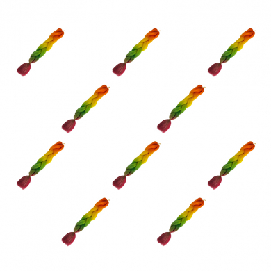 Канекалон коса 60 см, 4 цвета: оранжевый, желтый, зеленый, малиновый (Набор 10 шт.)