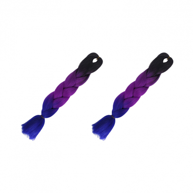 Канекалон коса 60 см, 3 цвета: черный, фиолетовый, синий (Набор 2 шт.)