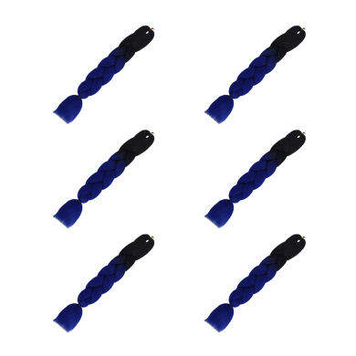 Канекалон коса 60 см, омбре из черного в синий (Набор 6 шт.)