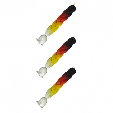 Канекалон коса 60 см, 4 цвета: черный, красный, желтый, белый (Набор 3 шт.)