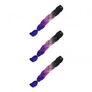 Канекалон коса 60 см, 4 цвета: черный, розовый, фиолетовый, синий (Набор 3 шт.)