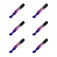 Канекалон коса 60 см, 4 цвета: черный, розовый, фиолетовый, синий (Набор 6 шт.)