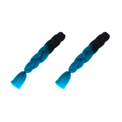 Канекалон коса 60 см, омбре из черного в голубой (Набор 2 шт.)