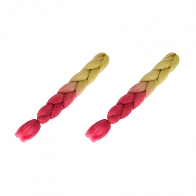 Канекалон коса 60 см, омбре из блонда в розовый (Набор 2 шт.)