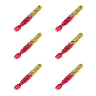 Канекалон коса 60 см, омбре из блонда в розовый (Набор 6 шт.)