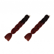 Канекалон коса 60 см, омбре из черного в красно-каштановый (Набор 2 шт.)