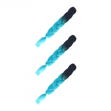 Канекалон коса 60 см, омбре из черного в ярко-голубой (Набор 3 шт.)