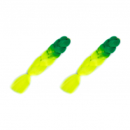 Канекалон 60 см, омбре из зеленого в неоново-зеленый (Набор 2 шт.)