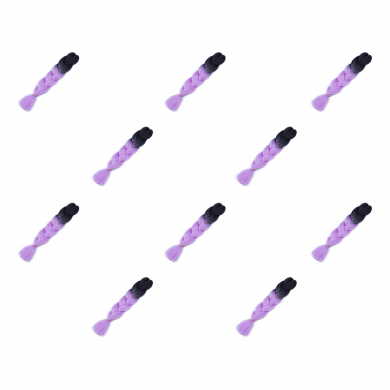 Канекалон 60 см, омбре из черного в сиреневый (Набор 10 шт.)