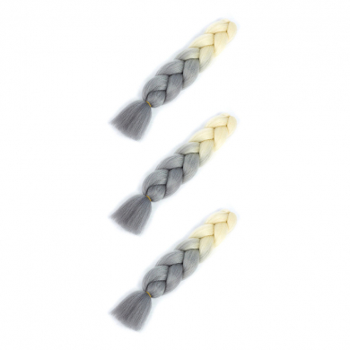 Канекалон 60 см, омбре из блонда в серый (Набор 3 шт.)