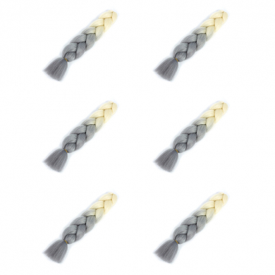 Канекалон 60 см, омбре из блонда в серый (Набор 6 шт.)