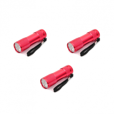 Фонарик Ультрафиолетовый УФ для маникюра и проверки денег, банкнот,  купюр (УФ детектор банкнот), цвет красный (Набор 3 шт.)