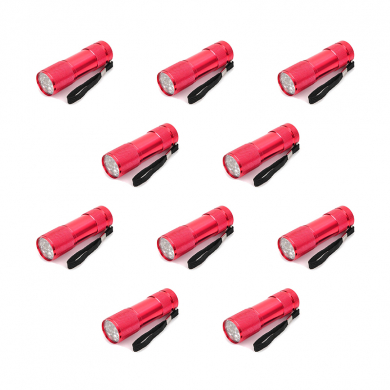 Фонарик Ультрафиолетовый УФ для маникюра и проверки денег, банкнот,  купюр (УФ детектор банкнот), цвет красный (Набор 10 шт.)
