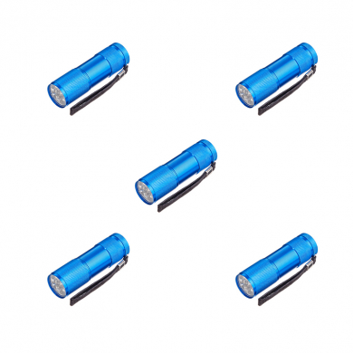 Фонарик Ультрафиолетовый УФ для маникюра и проверки денег, банкнот, купюр (УФ детектор банкнот), цвет синий (Набор 5 шт.)