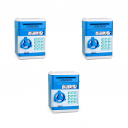 Копилка "Сейф" синяя голубая интерактивная, банкомат для денег и монет с замком и купюроприемником (Набор 3 шт.)