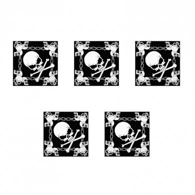 Бандана пирата,байкера, рокера,"Череп Колючка" черно белая 55 х 55 см  (Набор 5 шт.)