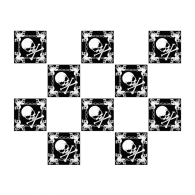 Бандана пирата,байкера, рокера,"Череп Колючка" черно белая 55 х 55 см (Набор 10 шт.)