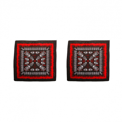 Бандана пиратская, байкера,рокера "Пиратские Черепа" красно черная 55 х 55 см (Набор 2 шт.)