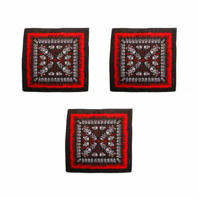 Бандана пиратская, байкера,рокера "Пиратские Черепа" красно черная 55 х 55 см (Набор 3 шт.)