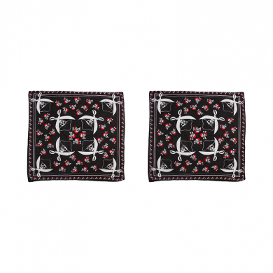 Бандана пиратская,байкера, рокера "Череп пирата в красной бандане" 55 х 55 см  (Набор 2 шт.)