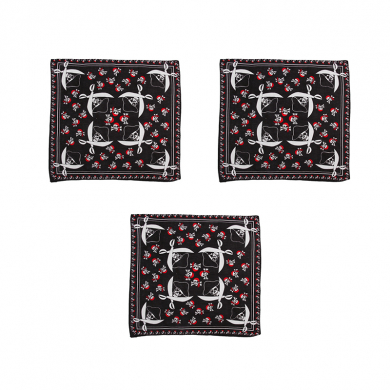 Бандана пиратская,байкера, рокера "Череп пирата в красной бандане" 55 х 55 см (Набор 3 шт.)