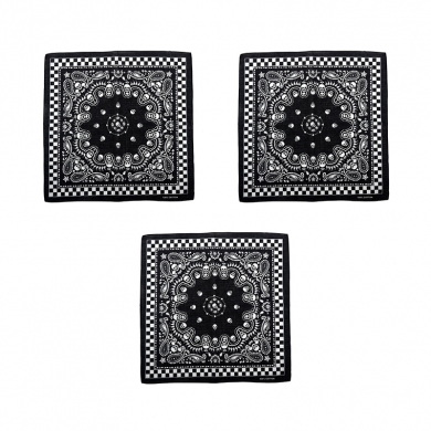 Бандана пиратская,байкера,рокера,черная "Пират всех морей" черепа 55 х 55 см (набор 3 шт)