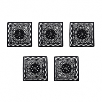 Бандана пиратская,байкера,рокера,черная "Пират всех морей" черепа 55 х 55 см (Набор 5 шт.)