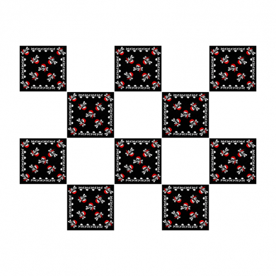 Бандана пиратская,байкера,рокера,"Пираты семи морей" черепа в красной бандане 55 х 55 см (Набор 10 шт.)