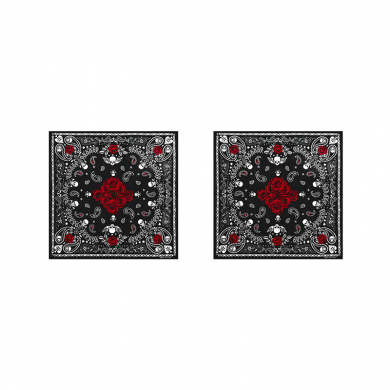 Бандана "Черепа и розы" 55 х 55 см (Набор 2 шт.)